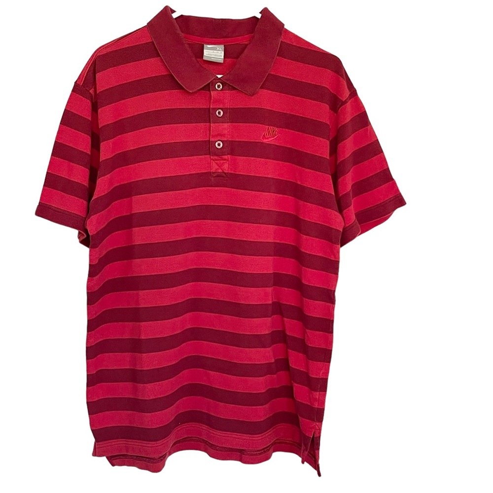 Men’s Nike Polo Shirt Stripe in Red‎ size XL short Sleeve